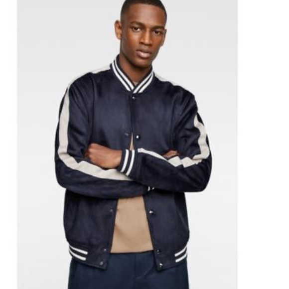 NWT Zara MeN faux suede Bomber Jacket Size Small - Picture 1 of 5
